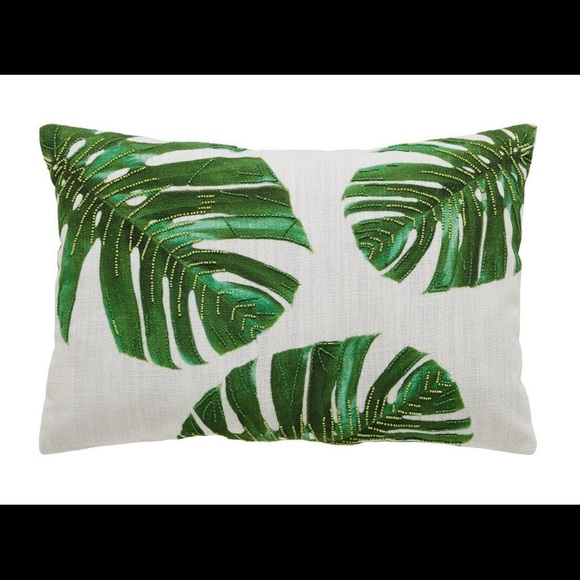 Accents Nwt Embellished Palm Leaf Pillow Cover Poshmark